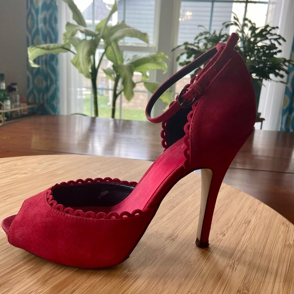 Red Suede Heels by Nine West with Box-Size 8 - Picture 9 of 13